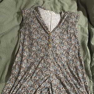 Three Bird Nest Floral Button-Down Short Sleeve Jumpsuit